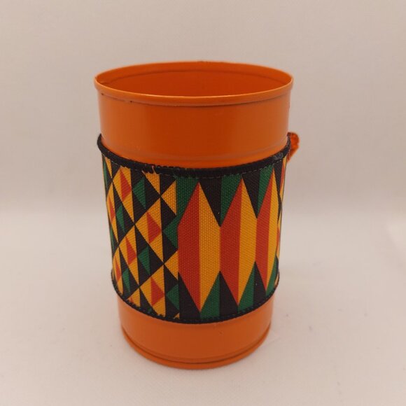 Orange Butterflies with African Kente Print on Writing Pen Holder Set - Picture 3 of 3